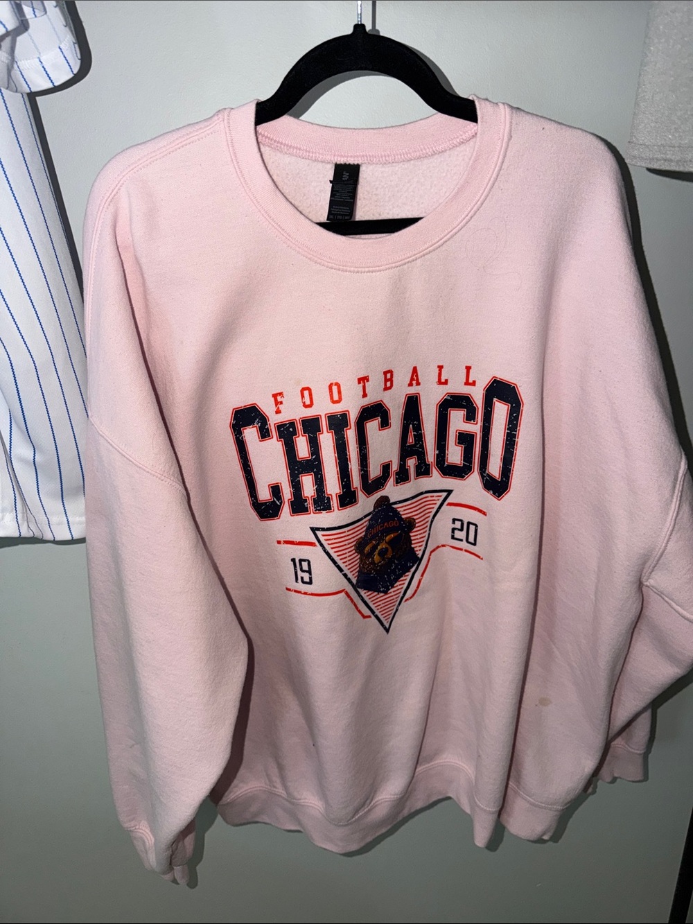 Gildan Light Pink Chicago Football Crewneck Sweatshirt
